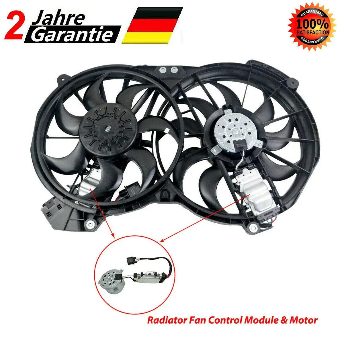 AP01 Radiator Cooling Fan Assembly for Audi A6 4F2 4F5 4FH C6 Avant Allroad 2004-2011 2.0 3.0 TFSI BDX CAJA 4F0121207K 4F0959455