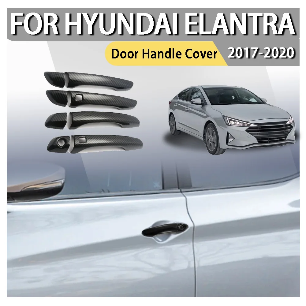 

Carbon Fiber Style Car Door Handle Cover For Hyundai Elantra Sedan Avante 2017-2020 Sticker Trim Accessories Protect Decoration