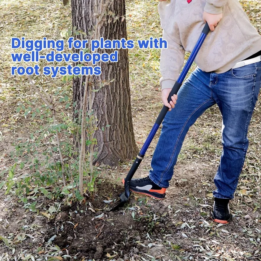 พลั่วงานหนักพร้อมด้ามจับไฟเบอร์กลาสสำหรับขุด เหมาะสำหรับทำสวน ขุดร่อง ปลูกต้นไม้ และเคลื่อนย้ายดิน ยาว 57 นิ้ว