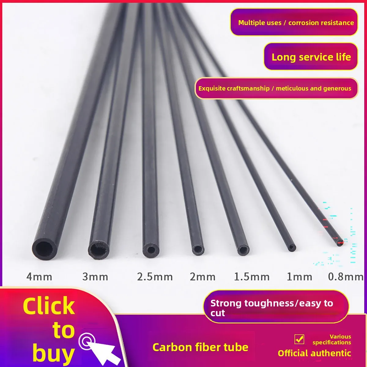 Carbon Fiber Tube RC Airplane Reinforcement Rod Lightweight Model Material