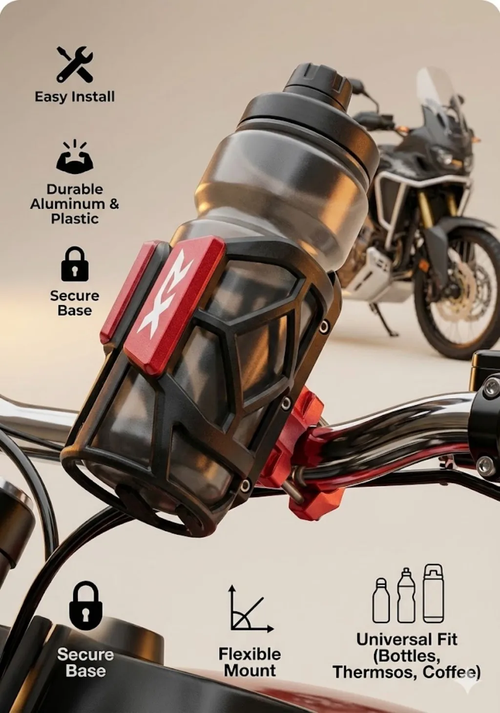 

For Honda XR230 MOTARD XR 230 250 400 125 2005-2012 2018 2019 2020 Universal High Quality Motorcycle Beverage Water Cup Holder