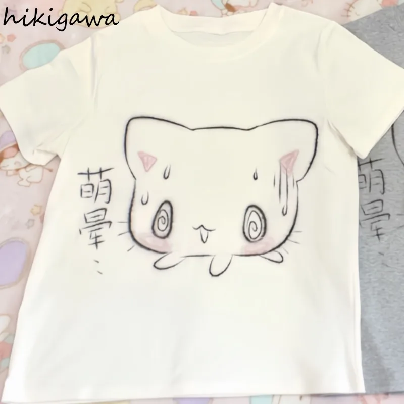 Japanese Oversized T Shirt Women Clothing Short Sleeve O-neck Cute Tees Fashion Casual Summer Tshirts Anime Print Y2k T-shirts