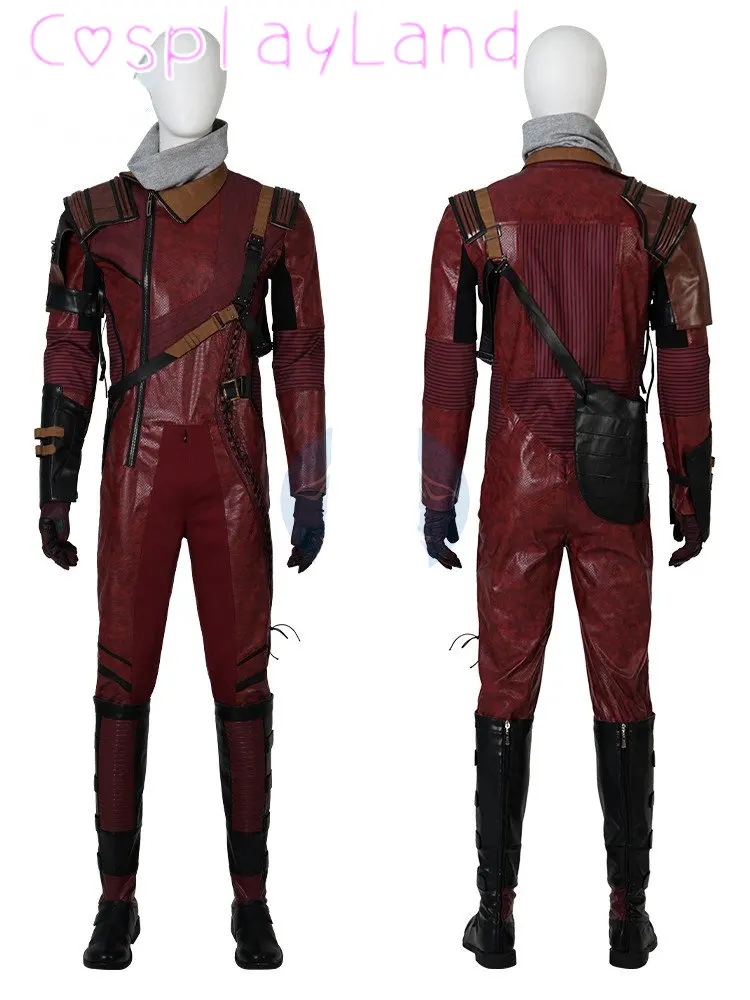 Star Lord Cosplay Costume Guardians Kraglin Uniform Suit Adult Superhero Costumes Kraglin Cosplay Props Men Leather Jumpsuit