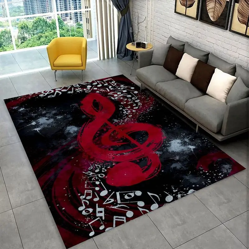 Fashion Musical Note Instrument Staff Art Large Area Rug Non-slip Durable Carpet for Bedroom Living Room Sofa Doormat Home Decor