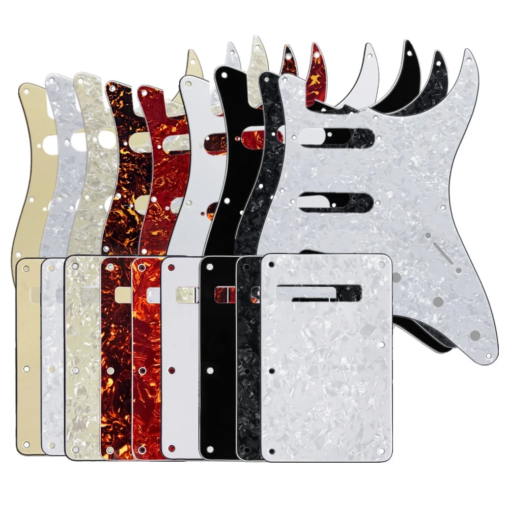 FLEOR Set of Vintage 8 Hole SSS Electric Guitar Pickguard Pick Guard +Back Plate + Screws for ST Guitar Parts,5 Colors Choose