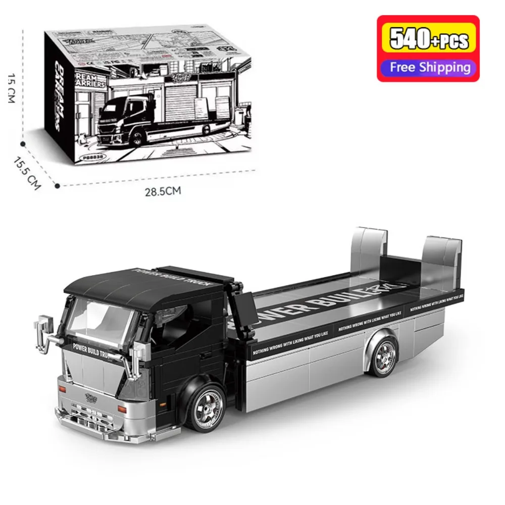 

Набор строительных блоков 540 деталей PB8838: Классический ретро-прицеп-платформа, конструктор DIY, развивающая модель, подарки для мальчиков