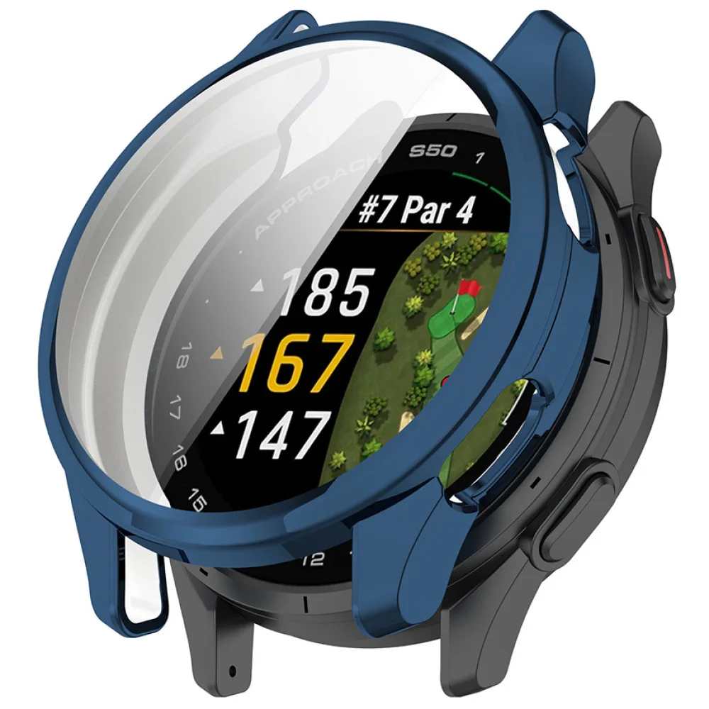 حافظة ناعمة من مادة TPU مغطاة بالكامل، حافظة واقية من الزجاج المقسى، إطار لملحقات Garmin Approach S50