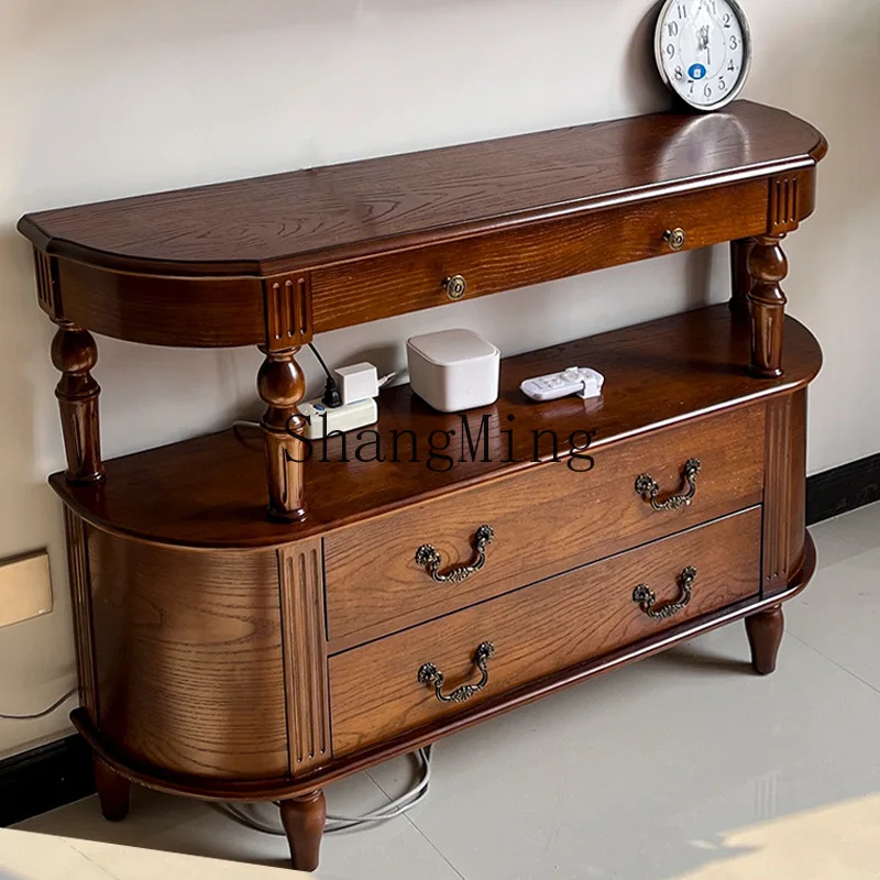 

FG all solid wood entrance semicircle simple door light luxury entrance table corridor decorative cabinet