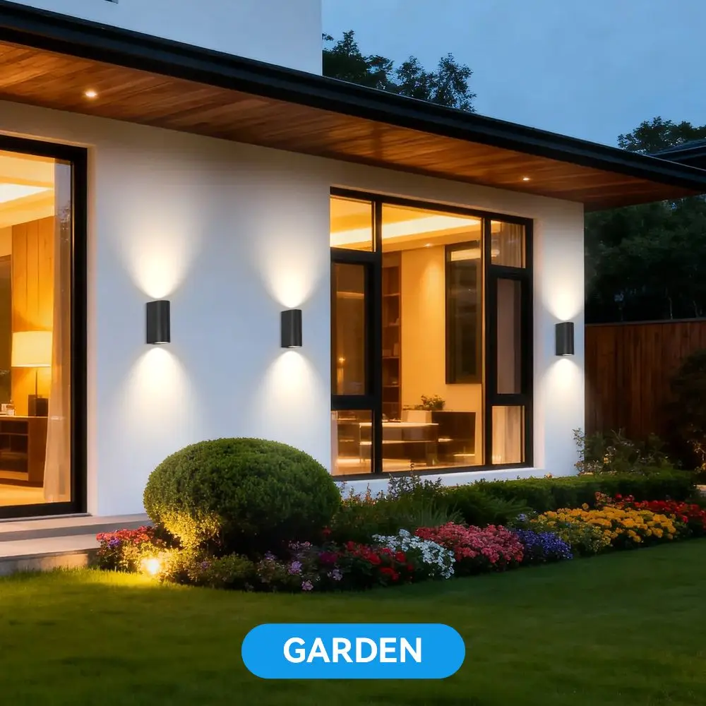 GU10 Double Head Wall Lamp Waterproof Round/Square Aluminum Wall Light 110-220V Indoor Outdoor Garden Porch Light - view 4