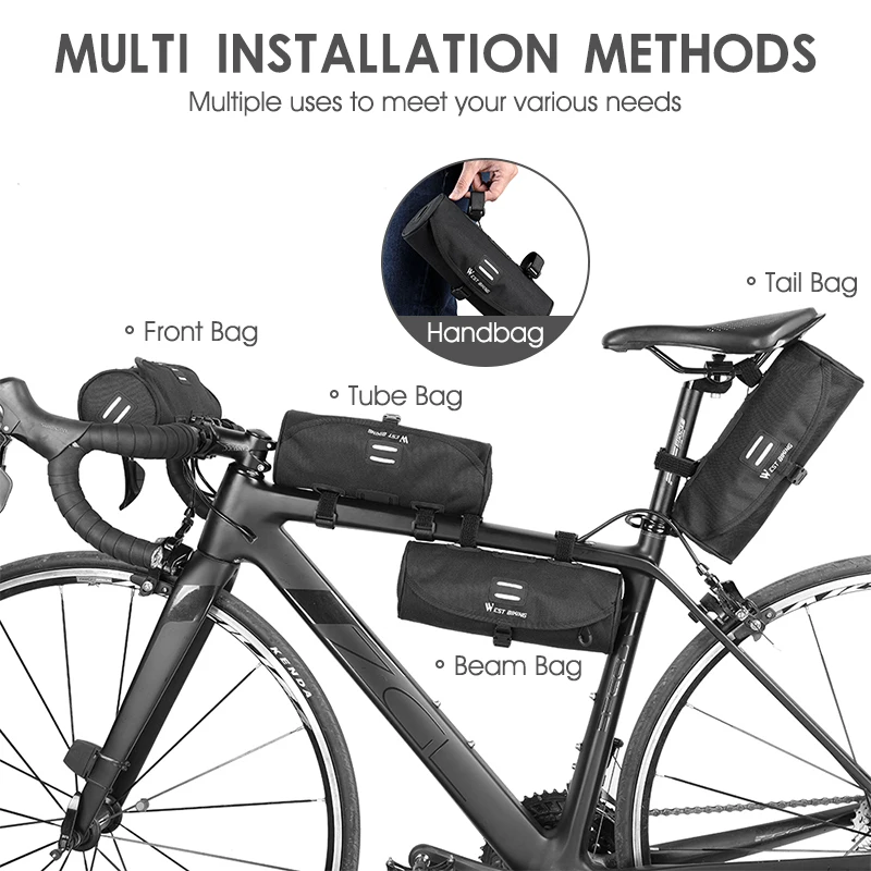 Bicycle Bag Portable Cycling Front Bag MTB Road Handlebar Pannier Multi-purpose Large Capacity Cylindrical Handlebar Bag