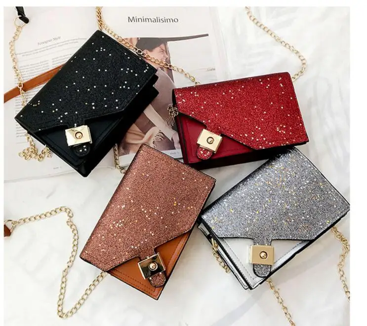 new women bag In 2022 the new sequins small party bag joker fashion chain bag single shoulder bag