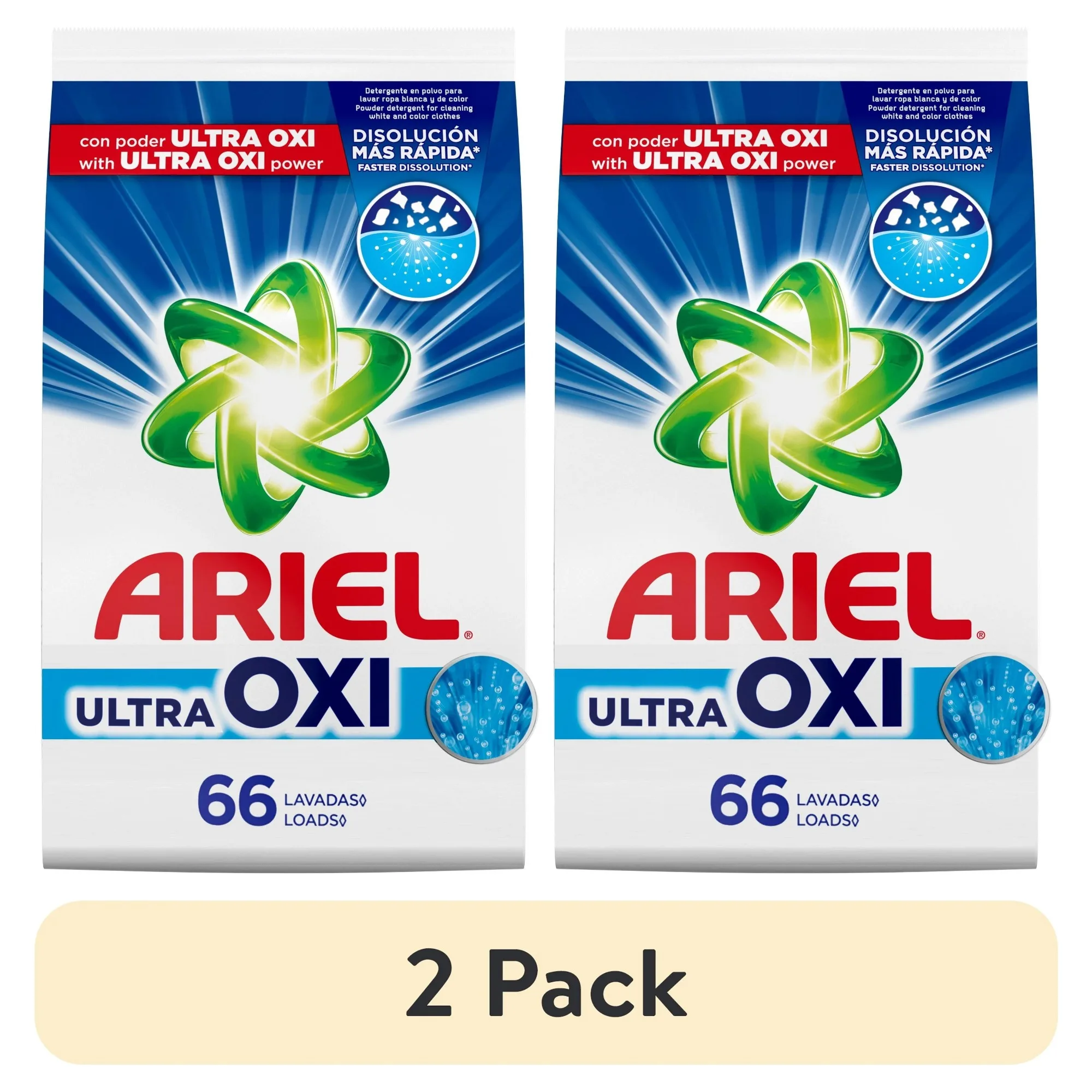 (Paquete de 2) Detergente para ropa en polvo Ultra Oxi, aroma original, 105 oz, 66 cargas