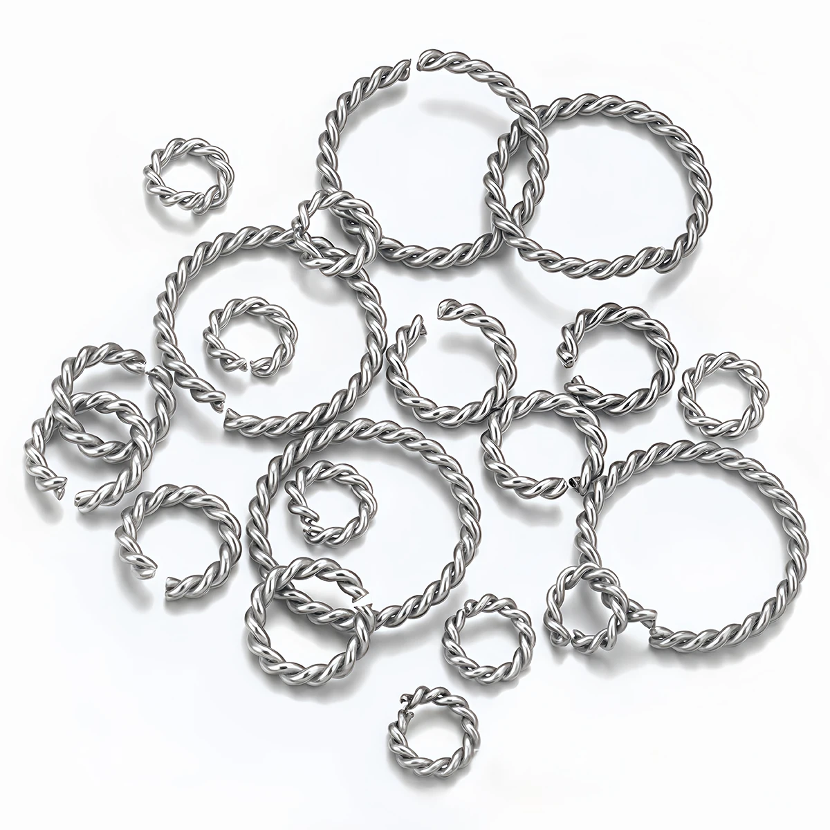 10Pcs Stainless Steel Spiral Open Jump Rings Twisted Split Rings Connectors for DIY Jewelry Making Necklaces Bracelet Keychain