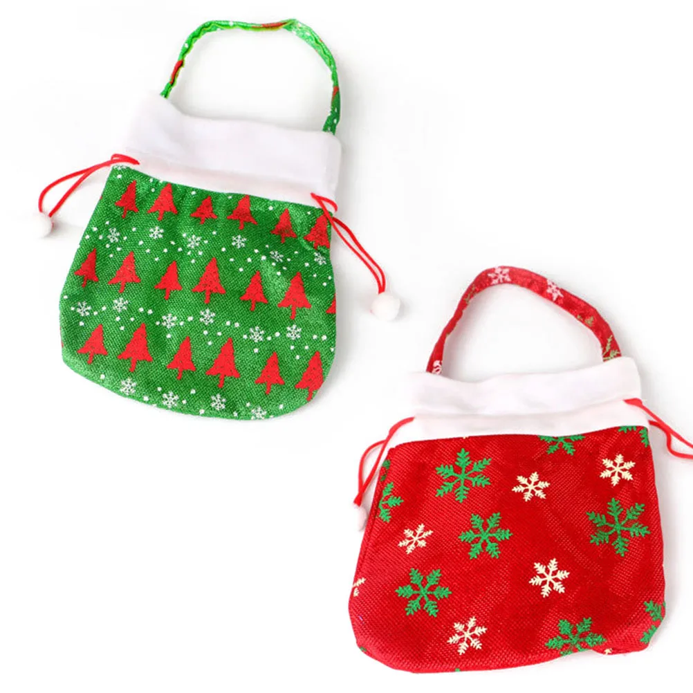

Healvian 3Pcs Christmas Treat Bags Reusable Non Woven Santa Claus Party Tote for Kids Candy Pouch Gift Handbags Decorations