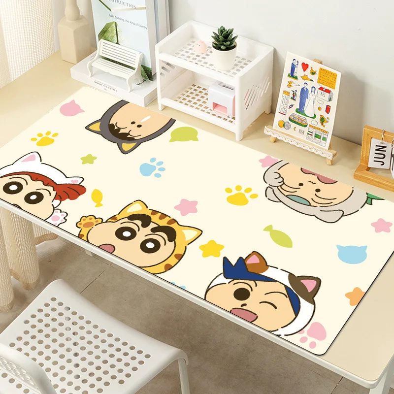 Cartoon Crayon Shin chan Large Mouse Pad Anti slip Lock Edge Cute Table Pad Thick Keyboard Pad PC Gaming Accessories Desktop Pad