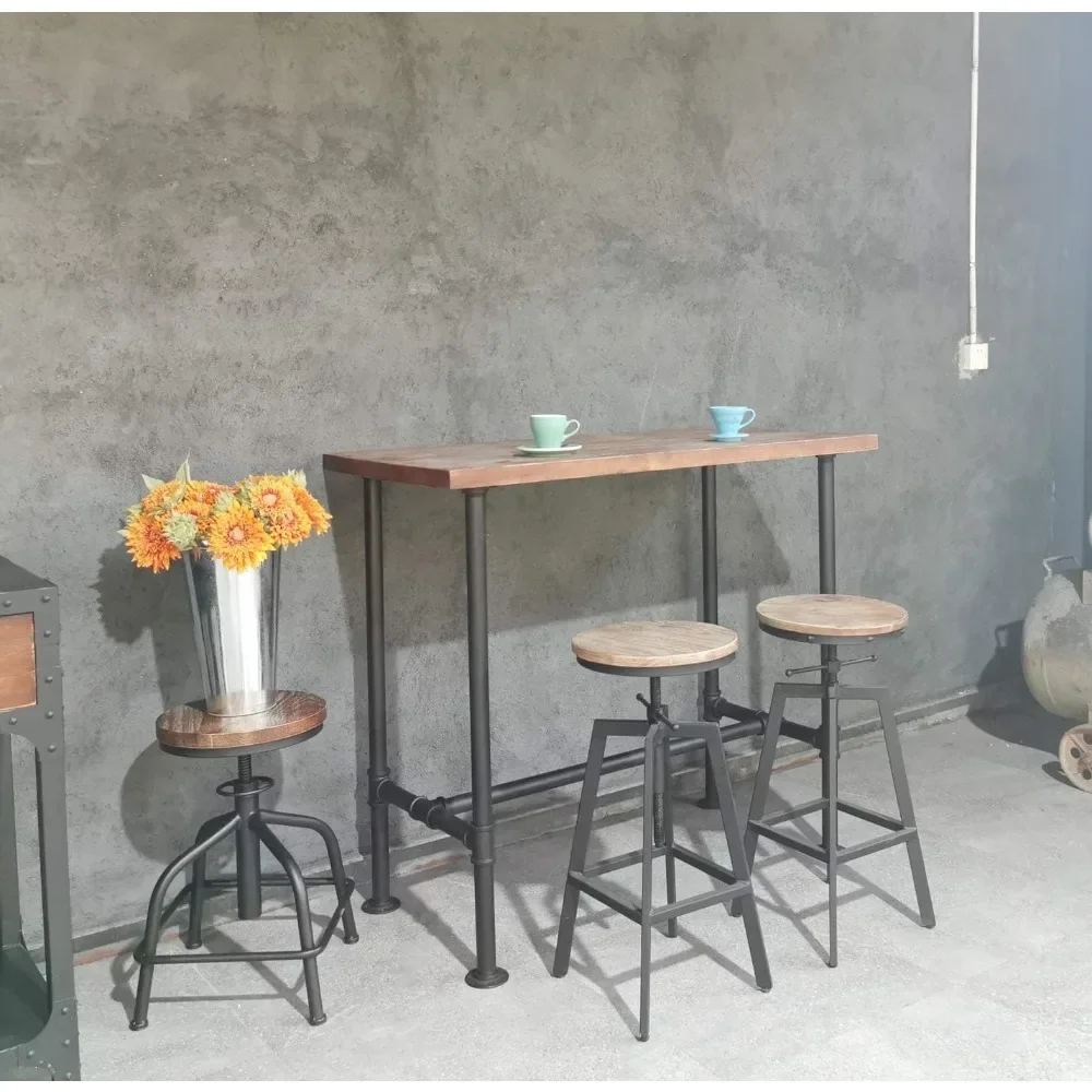 DIY Industrial Design Pipes Dining Table Casual Bar, Bar Laptop Table Modern Studio Wood & Metal Rectangular Dining Table