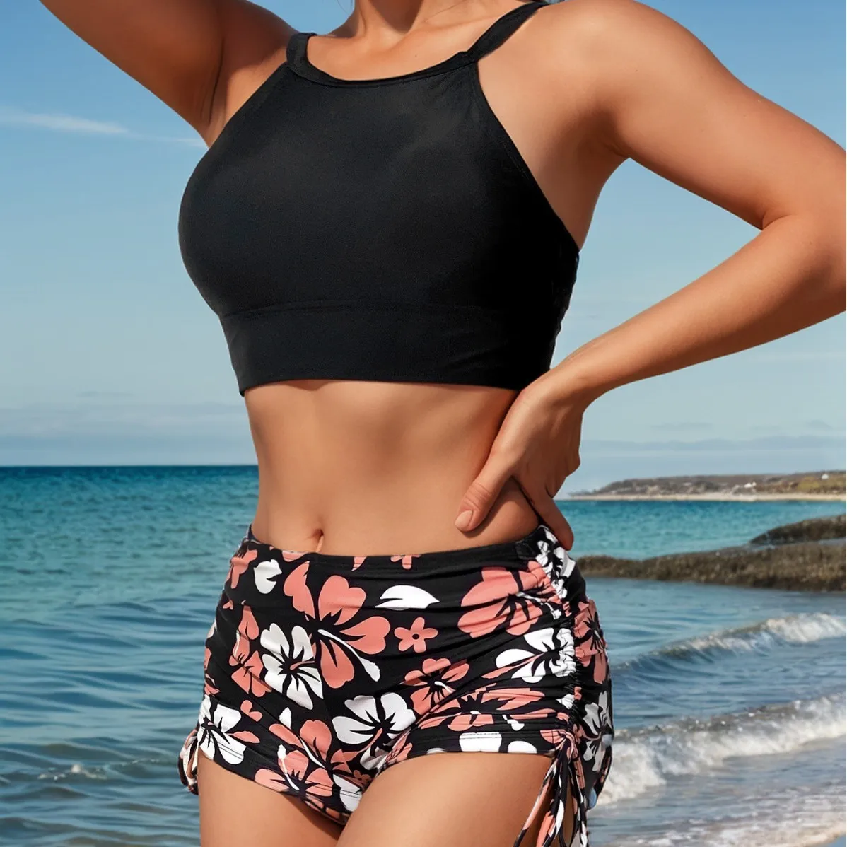 

Printed shorts sexy bikini split swimsuit swimsuit 2025 new