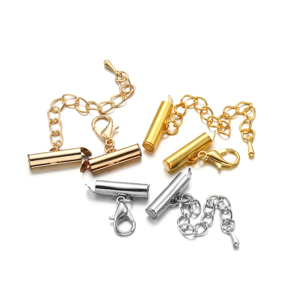 

20Sets/Lot 10-40mm Lobster Clasps Hooks Extending Chain Bracelet End Connectors Slider Clasp For DIY Jewelry Making Materials