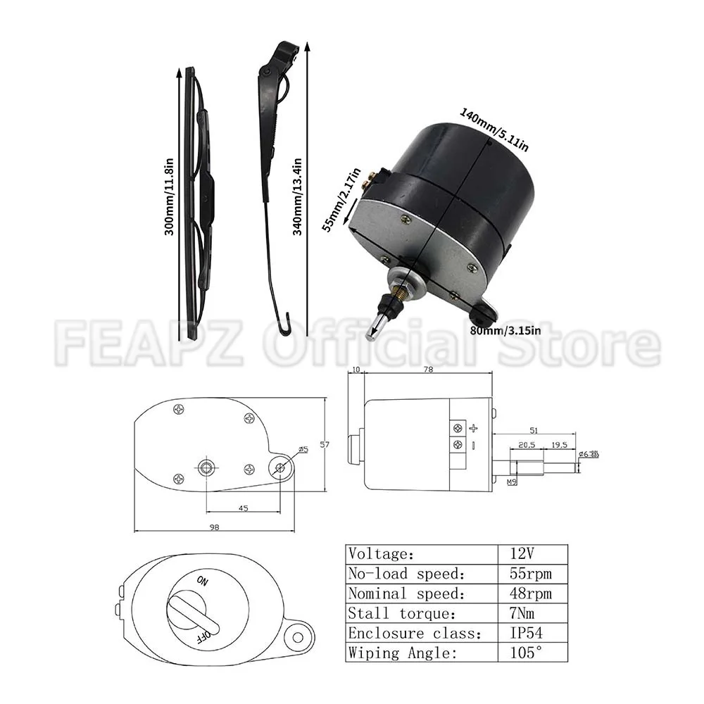 Universal 12V Windscreen Wiper Motor Or Arm With Blade 01287358 7731000001 0390506510 Fit For Willis Jeep Tractor
