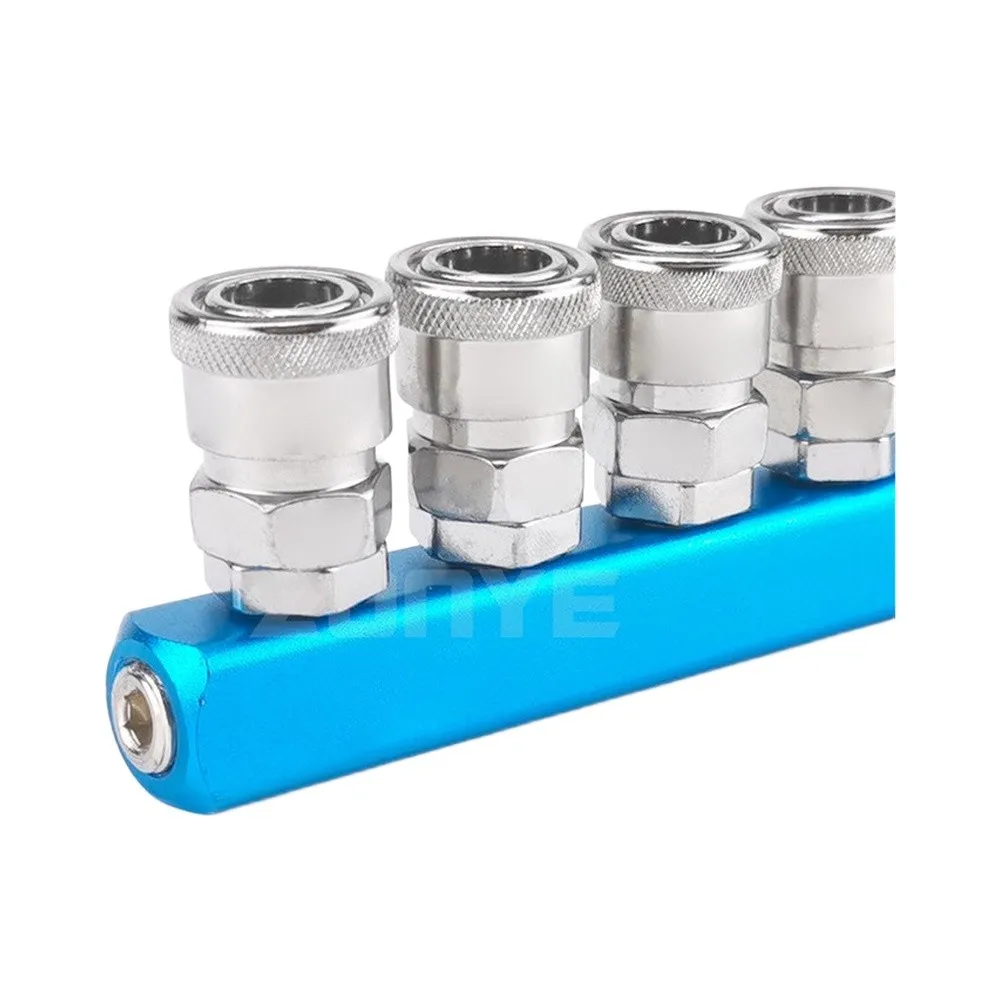 Leak Minimizing Aluminum 3 Way 4 Port Air Manifold Splitter with 1/4in NPT Connector for Consistent Pressure Delivery