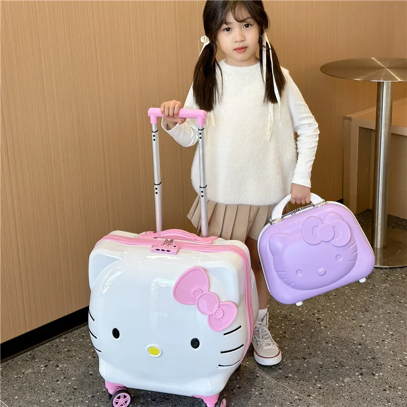 Hello Kittys Sanrios Trolley Case New Gir Souvenirs Cosmetic Case Carry-On Suitcase Anime Figure Kawaii Cartoon Birthday Gift