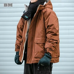 Winter Outdoor Kapuze Cargo Daunen jacke für Männer Kleidung koreanische Streetwear dicke wind dichte Jacke Harajuku Freizeit mantel männlich