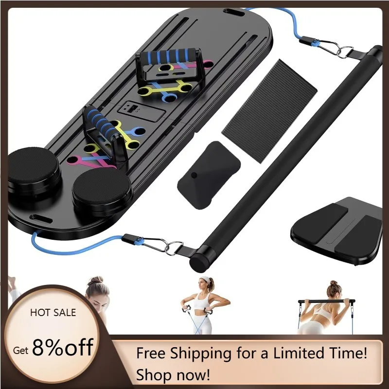 

YTYIN Newly Designed Home Fitness 6-in-1 Reformer Pilates Machine With Ab Wheel Roller Sports Balance Push-Up Board