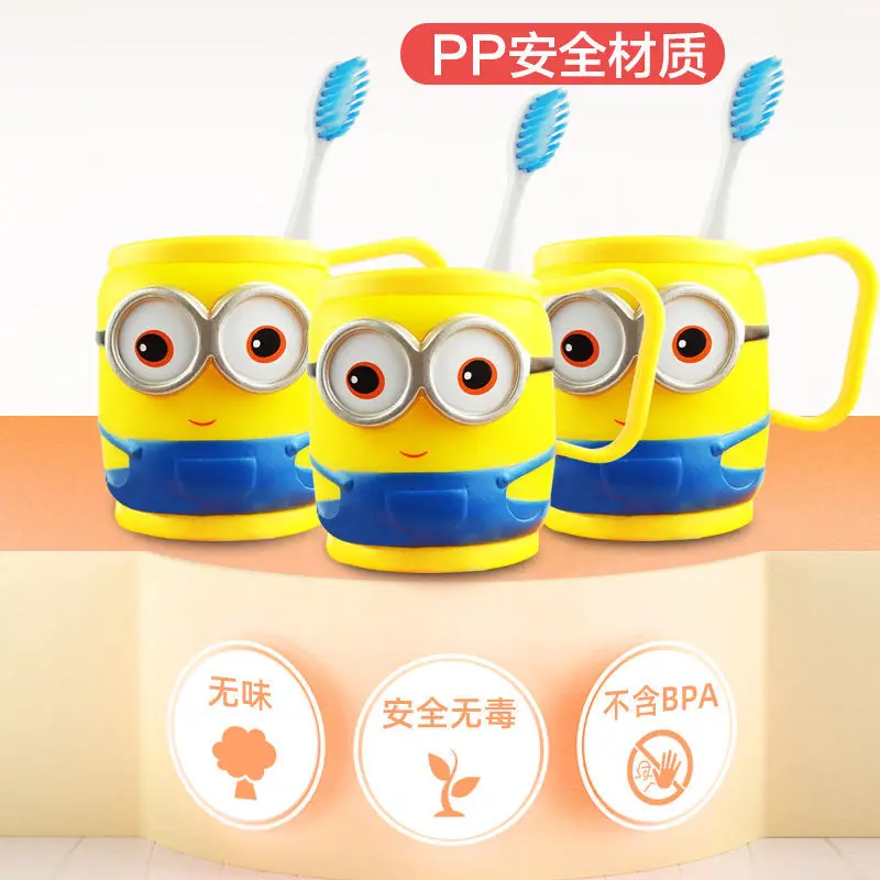 

New animation peripheral card set Minion cartoon cute children's mouthwash cup creative Kawaii toothbrush cup with handle gift