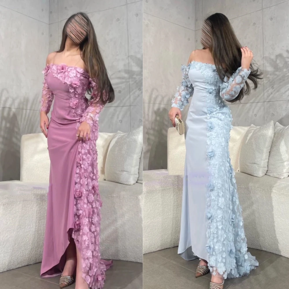 

Customized Yipeisha Formal Modern Style Evening Off The Shoulder A-line Flowers Appliques s Bespoke Occasion Dresses