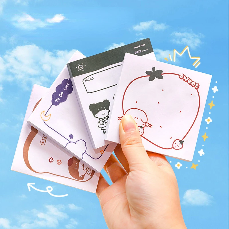 50 Sheets Simple Foodie Daily Sticky Notes Kawaii Memo Pad Label Note Bookmarks Notepad Paper Office School Stationery