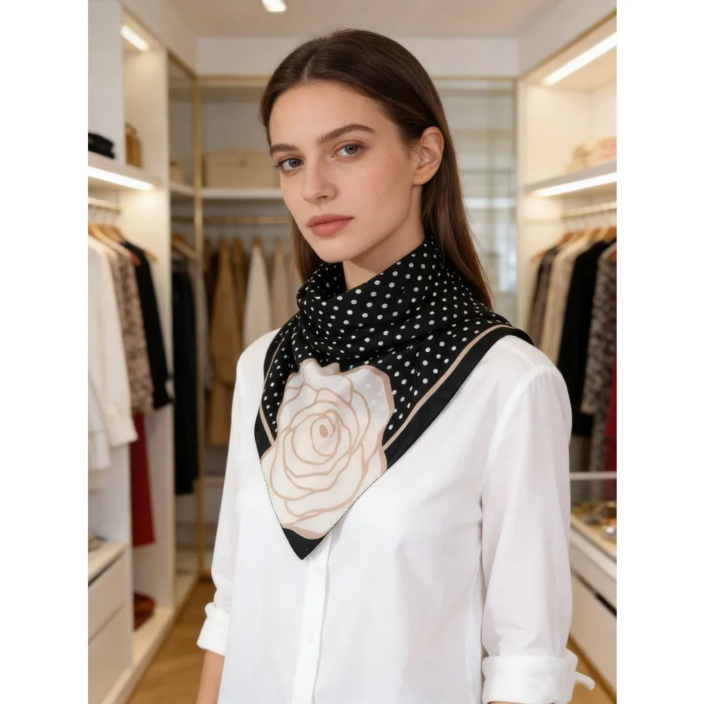 A new classic women's leopard print square scarf high-end and versatile simple small scarf multi-functional decorative silk