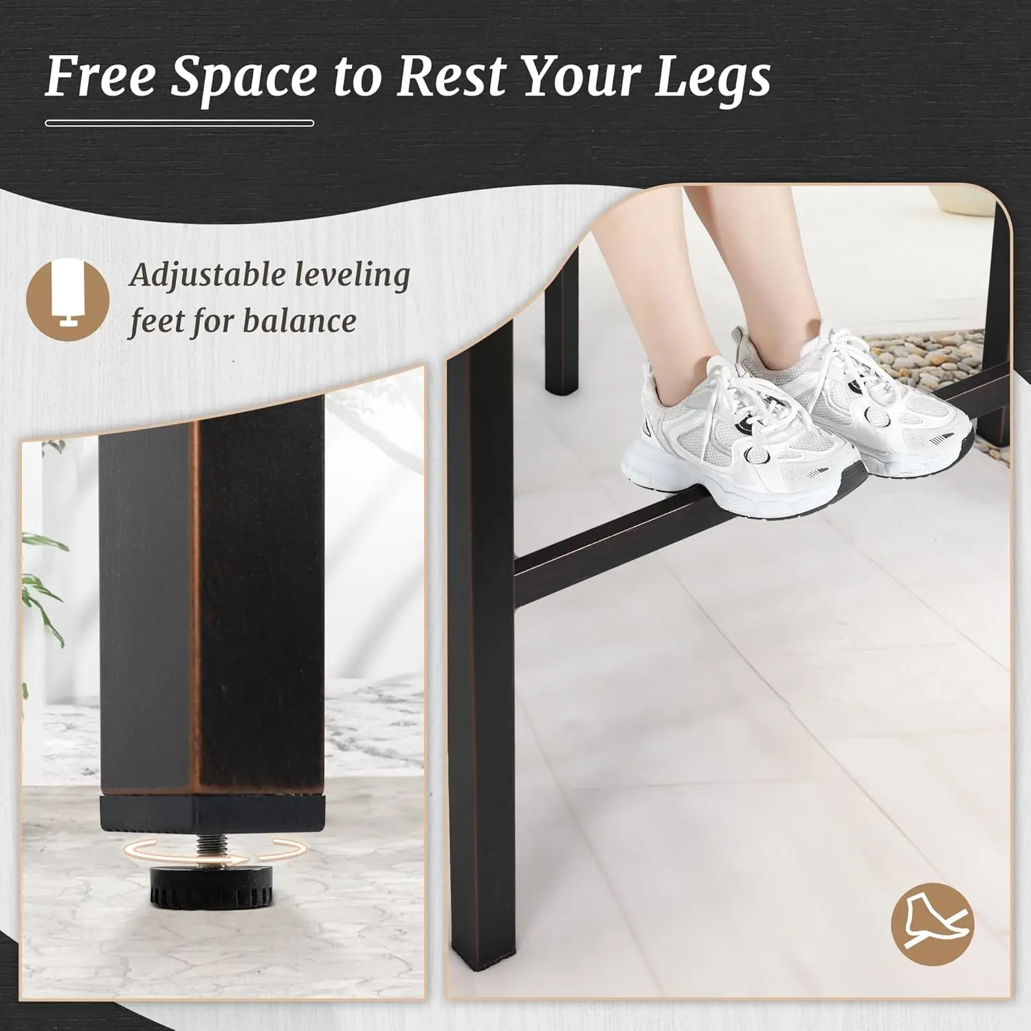 Bar Table, 45" Black Patio Bar Height Counter Table, Weather Resistant, Waterproof  Slatted Top Console Table for Hot Tub, Balco