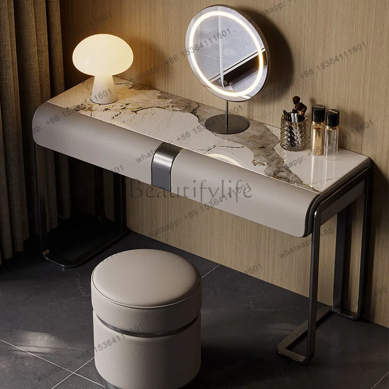 Light luxury modern rock slab dresser minimalist small apartment storage integrated