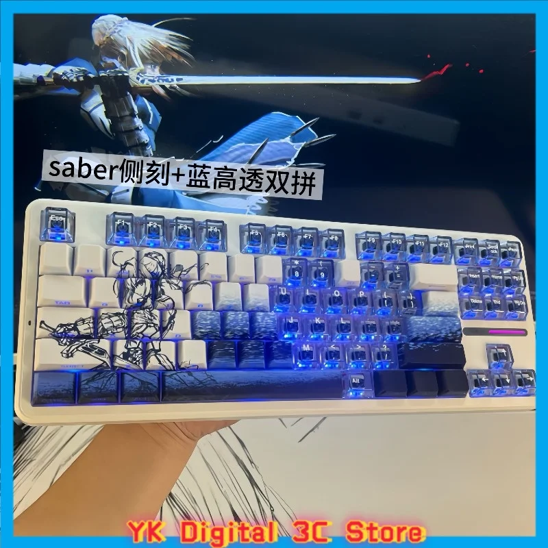Saber Themed Anime Keycaps Mechanical Keyboard Original PBT Custom Cute Keycap PC Gaming Keyboard Accessories Collectible Gift