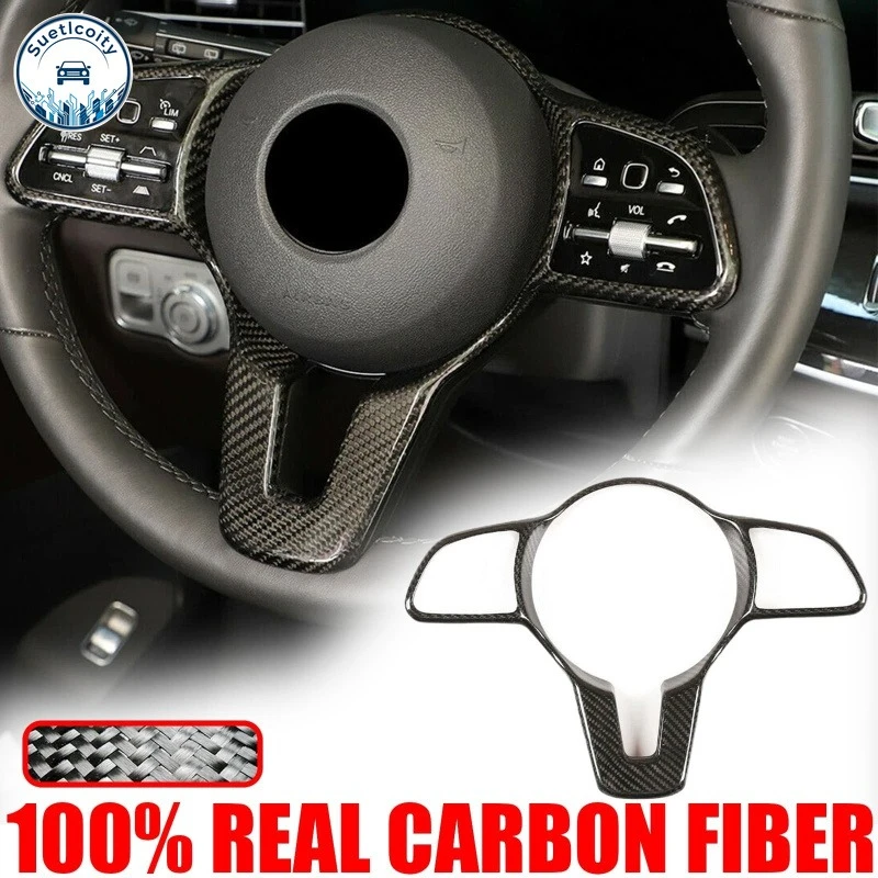 For Mercedes Benz CLA CLS GLC GLE GLS EQC GLB C257 X253 W167 X247 2020 Real Carbon Fiber Car Steering Wheel Cover Trim Interior