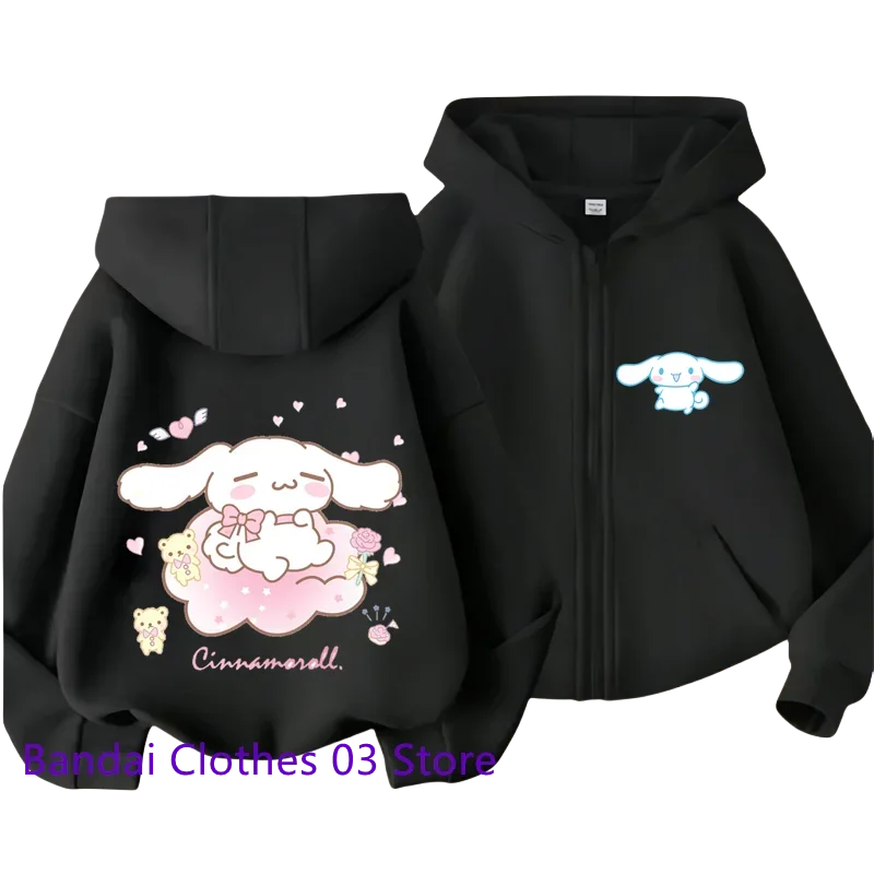 Hot Sanrio Zipper felpa con cappuccio da 2 a 12 anni felpa per ragazze autunno e inverno manica lunga Harajuku Jumper Series cucito felpa con