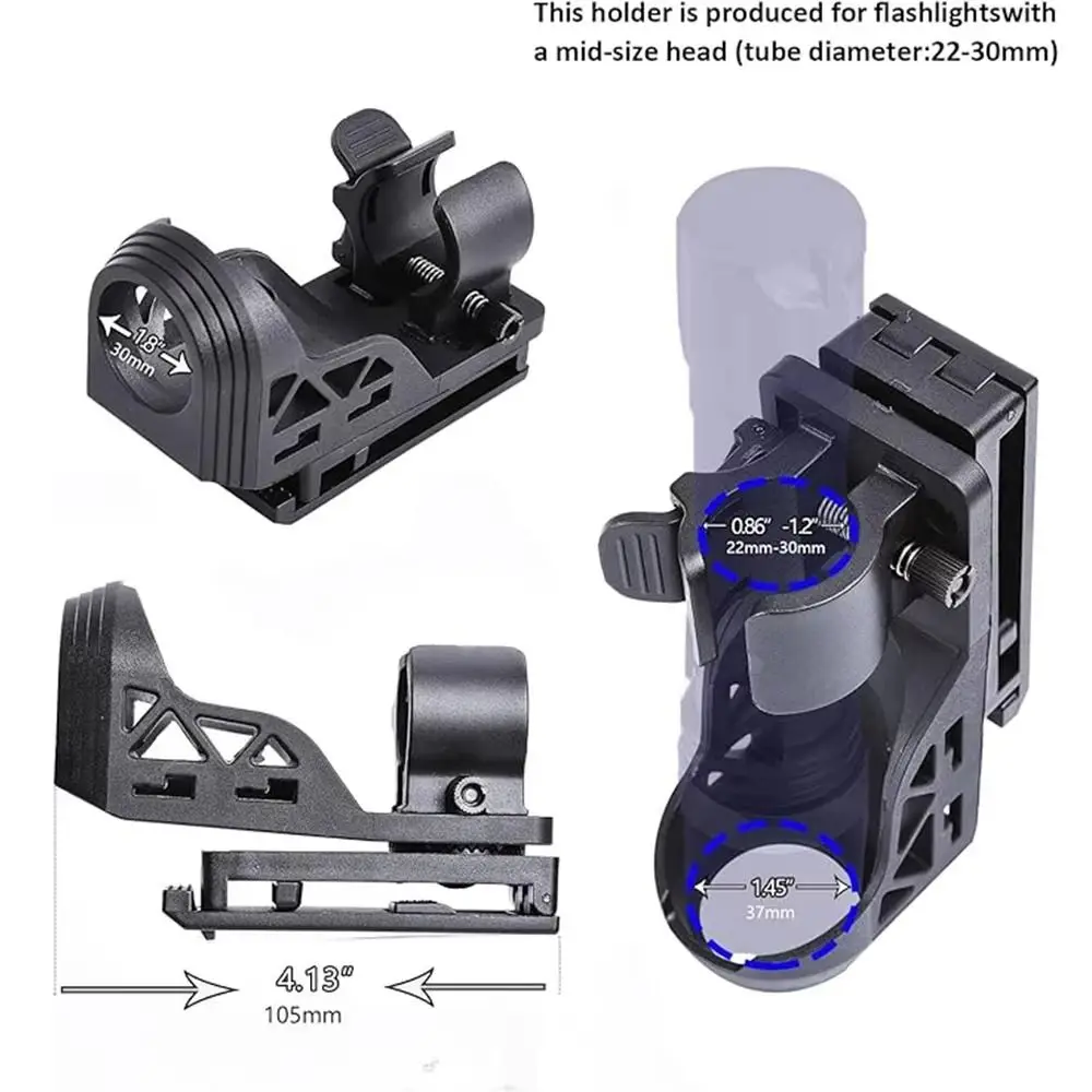 

360° Rotating Rotating Flashlight Holder with Lever Side Lock Quick Unplug Flashlight Belt Holder Stable Sturdy Flashlight Cover