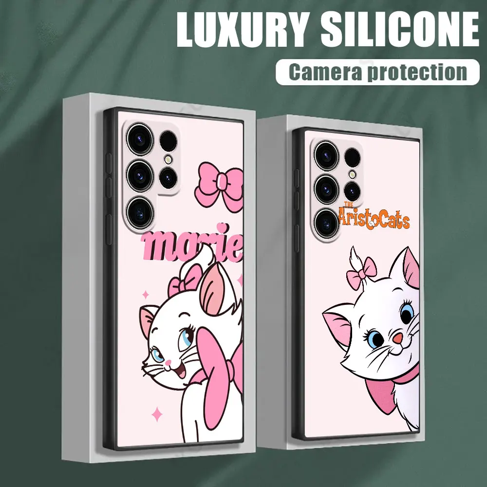 Funda de teléfono Marie Pink Cat Disney para Samsung Galaxy S26 S25 Ultra S24 S23 Ultra S22 Plus S21 S20 S21 FE S26 Ultra S25 Funda suave