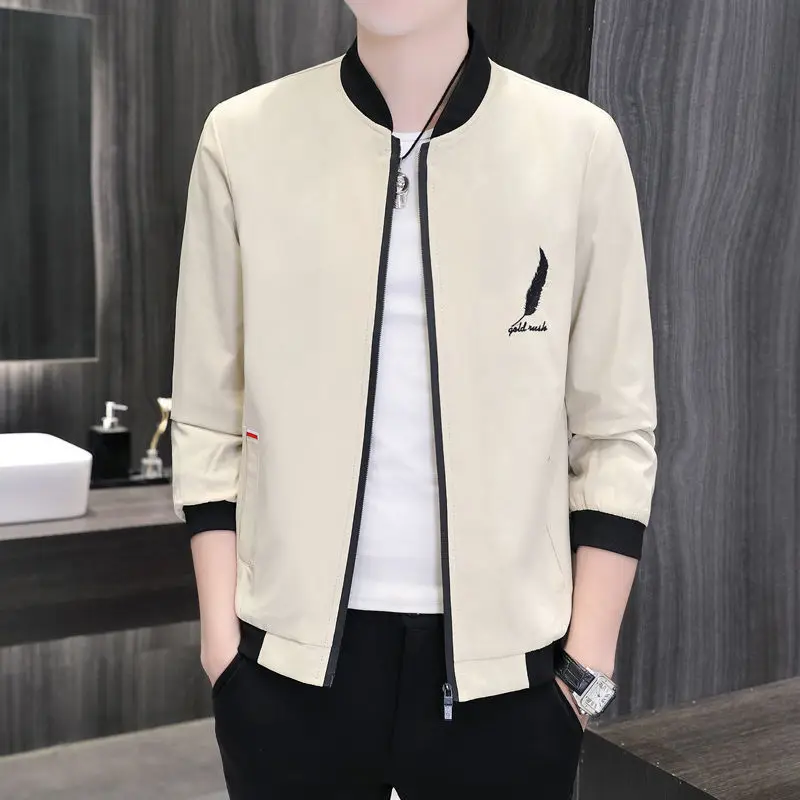 Fashion Loose Zipper Spliced Pockets Embroidery Coats Men\'s Clothing 2023 Autumn New Casual Tops Long Sleeve All-match Jackets