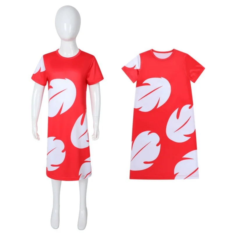 Vestido rojo de hoja de Lilo, regalo de Navidad, disfraz de película de Anime, disfraces de Halloween, vestido con tirantes puesta en escena personalizado