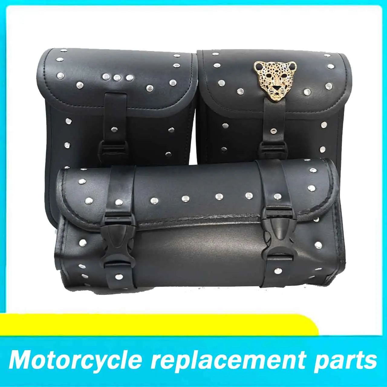 

Motorcycle Universal Fork Bag Leather Saddlebags Tool Bag Storage Pouch Waterproof for Sportster XL Softail Honda Yamaha