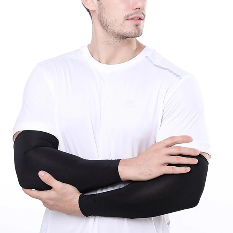 Mangas de brazo de protección Uv, cubierta de protección solar, transpirable, para ciclismo, correr, guantes largos sin dedos, Color sólido