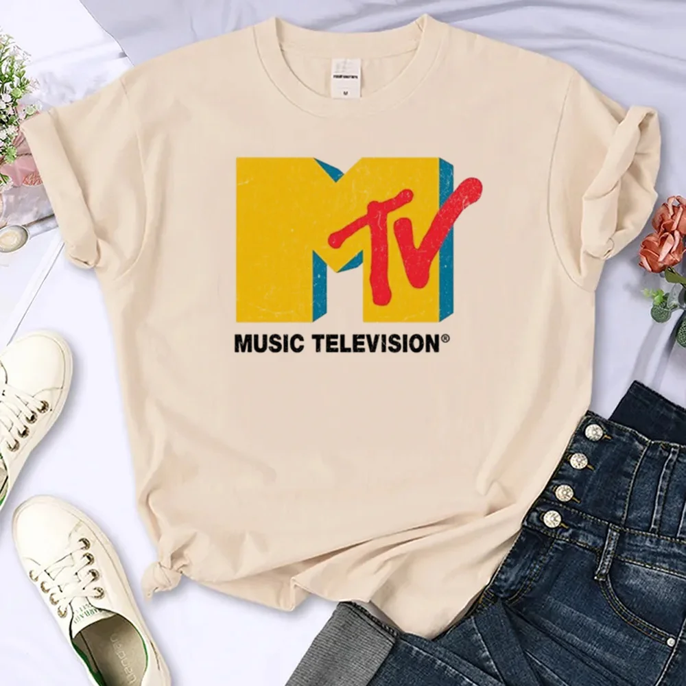 Mtv Music Elevision top tees female graphic 80s Pastel Graphic Psychedelic Gothic t-shirt Retro Graphic women Digital hip hop