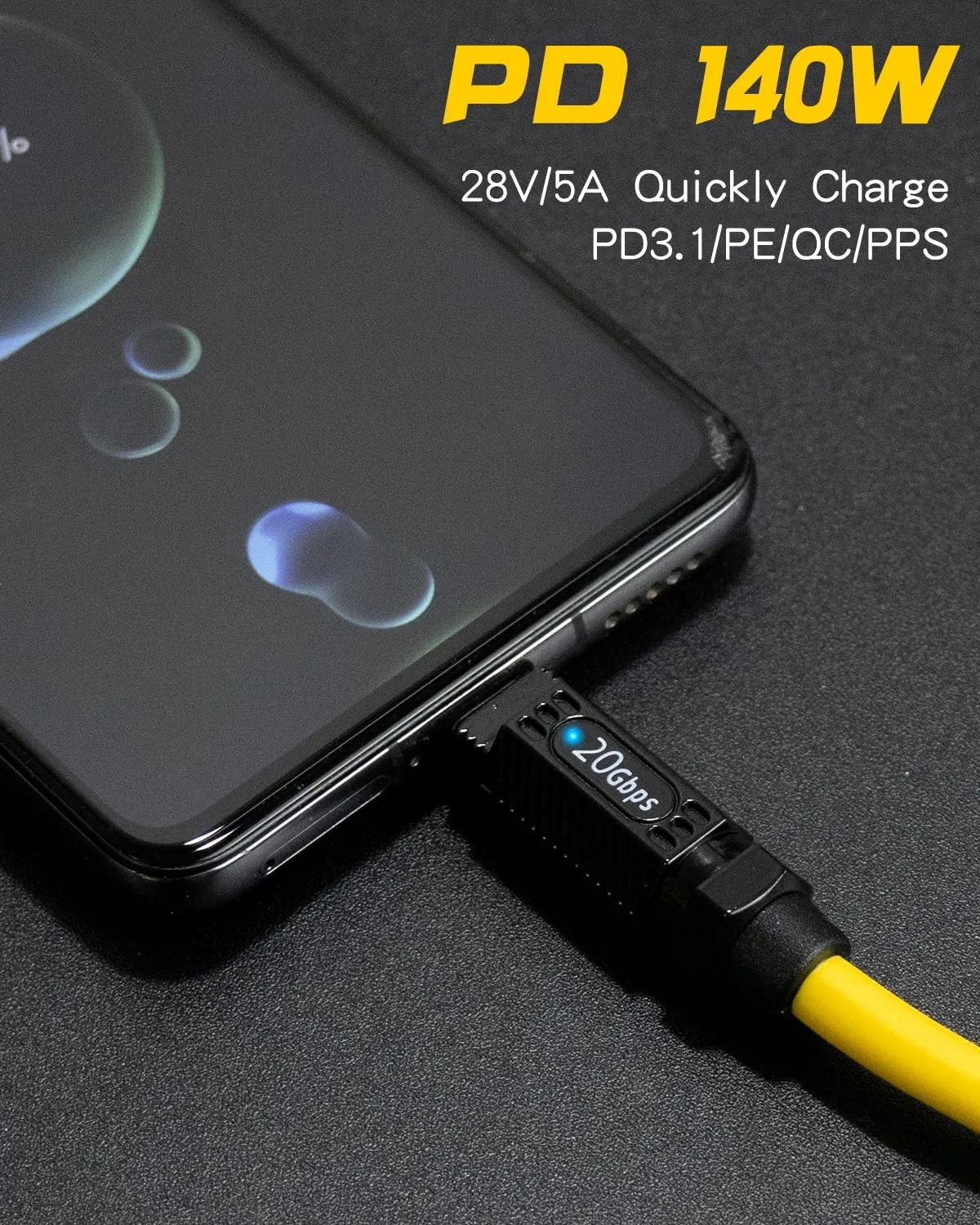 Type-C to C Spring Coiled Cable Support 20Gbps Data Transfer 8K@60Hz Display USB C 140W Charging Cord for Car Mobile Phone PC