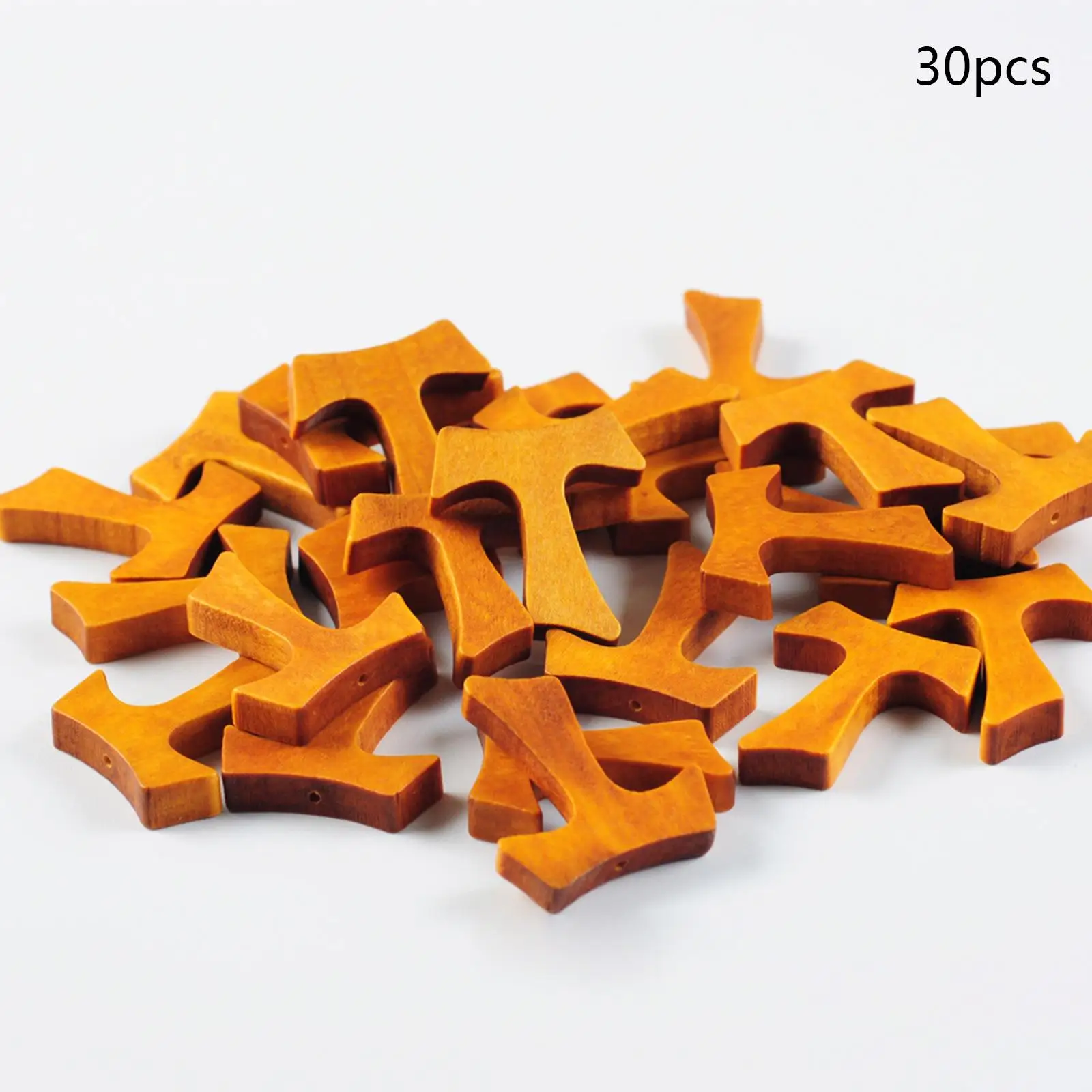 30x Wooden Cross Charms Kids Gifts Wood Cross Pendants for DIY Necklace Bracelet Keychain Jewelry Making Easter Party Supplies