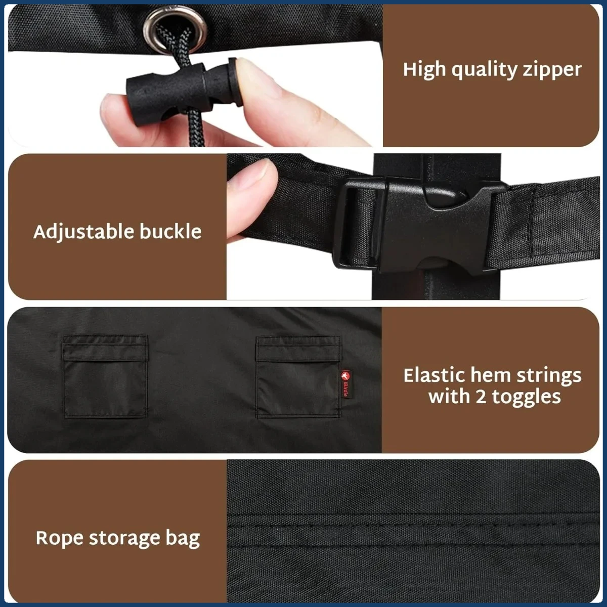 Capa para conjunto de jantar de pátio de 144 x 144 polegadas para todos os climas, tecido 600D resistente a UV à prova d'água, ajuste universal para mesa de 130 136 138 polegadas