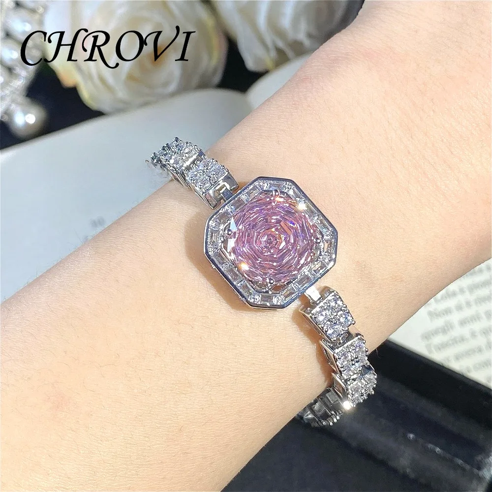 Luxuriöses 925 Sterling Silber Millennium Rose Farbiges Armband mit Diamanten für Damen – Detail 8