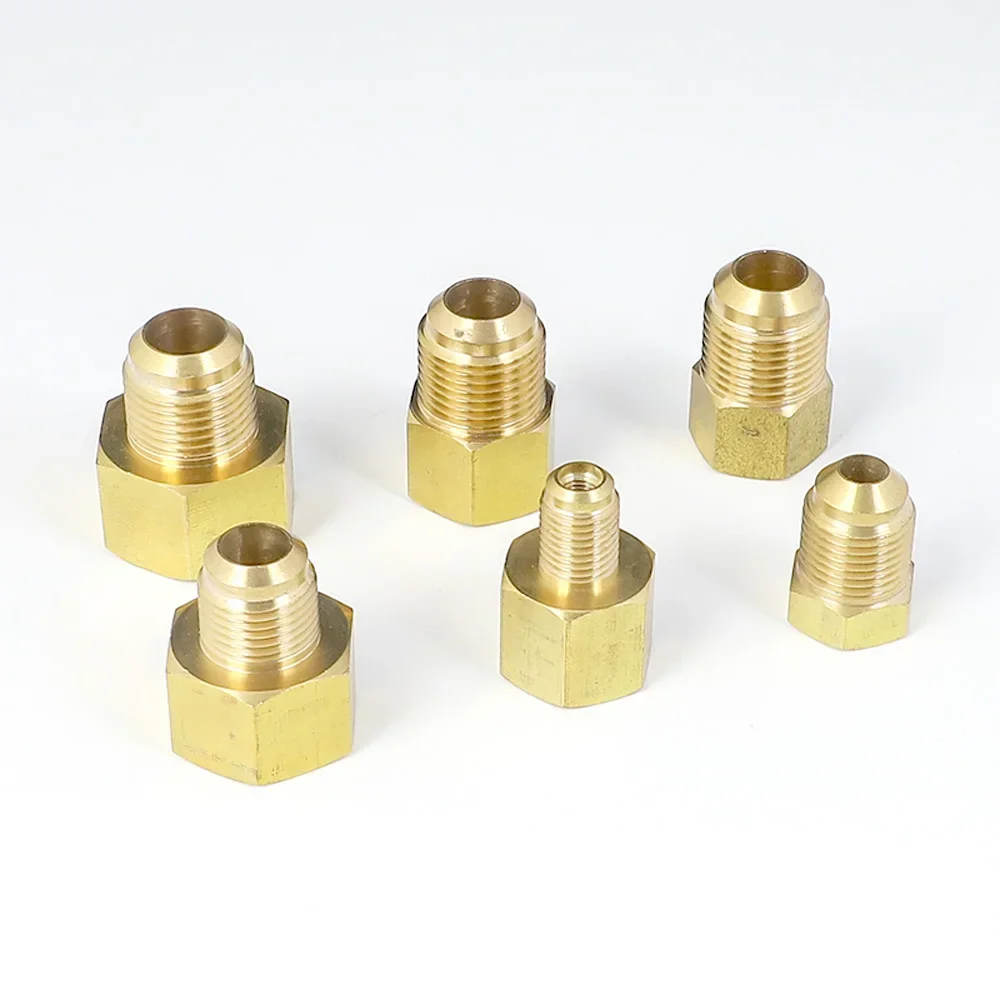 45 Degree SAE‑Standard Flare Reducing Fitting, Brass Female to Male Reducer Pipe Connector Adapter, 1/4" 3/8" 1/2" 3/4" Sizes, Air Conditioning Refrigeration Plumbing Replacement Accessory