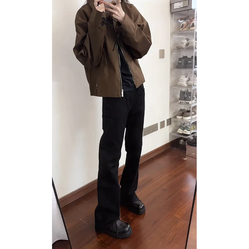 

Мужские джинсы Cleanfit High Street Vibe черные, осенние, прямого кроя, с эффектом похудения, в американском стиле, с зауженными штанинами