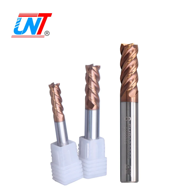 

UNT Solid Carbide Extended End Mill CNC Cutting Tools 4 Flutes HRC65 Square Milling Cutter For Hard Metal
